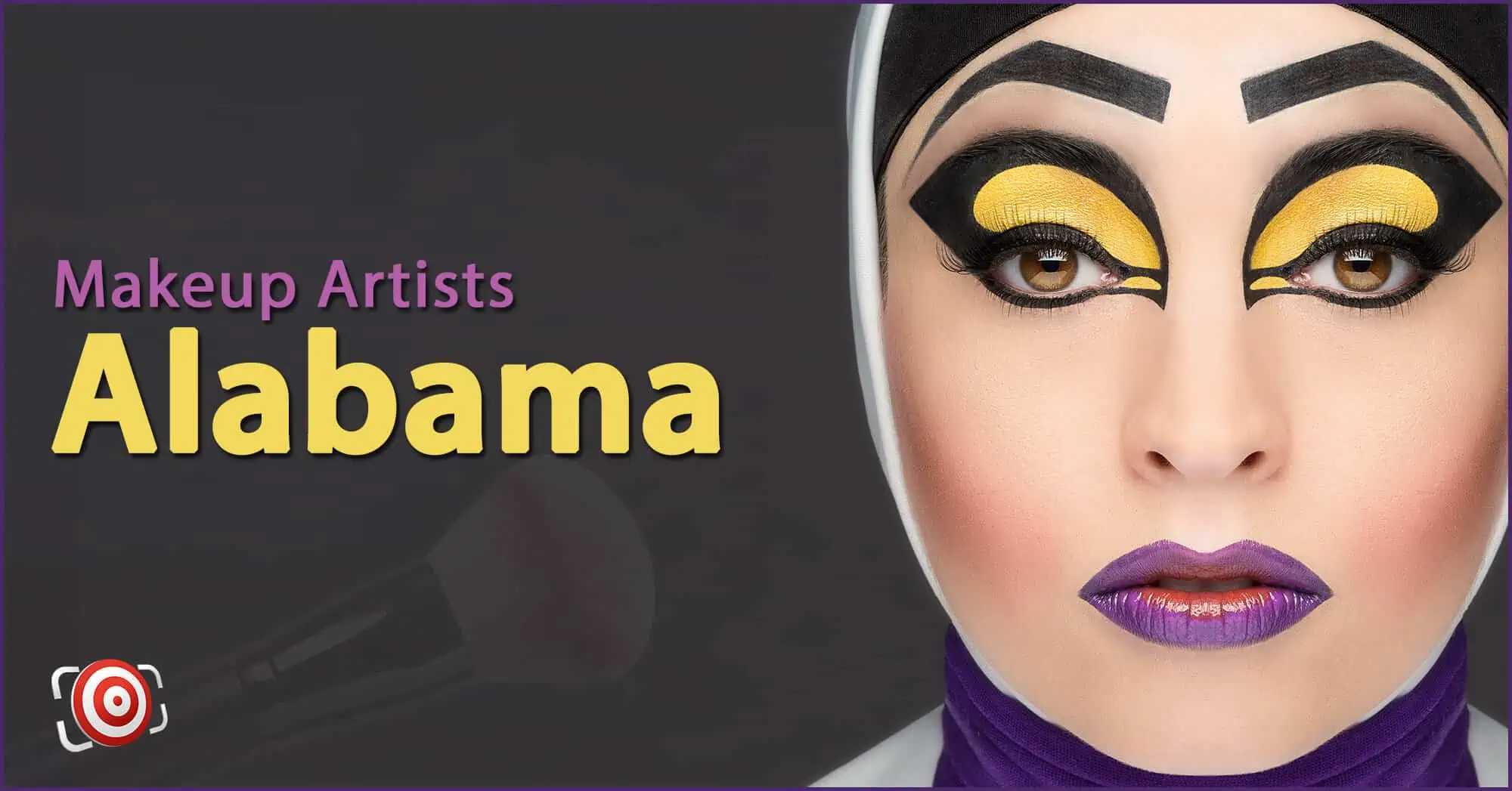 A woman with makeup on her face with the text Makeup Artists in Alabama