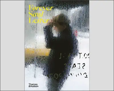 Blurry figure seen through frosted glass with text 'forever soul letters' by Saul Leiter and 'thames & hudson' printed over the image.