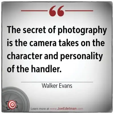 Walker Evans eloquently captures the essence of photography, asserting that the camera is a reflection of its handler's character.