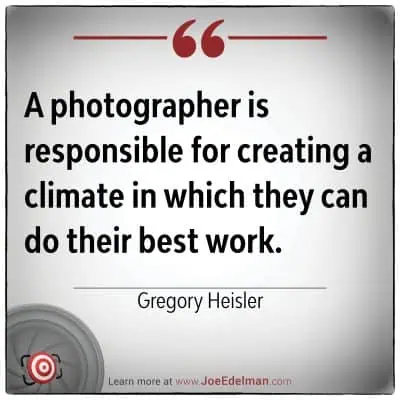 Gregory Heisler famously said, "A photographer is responsible for creating a climate in which they can do their best work." This insight emphasizes the pivotal role photographers play in shaping an environment conducive to creativity and excellence.