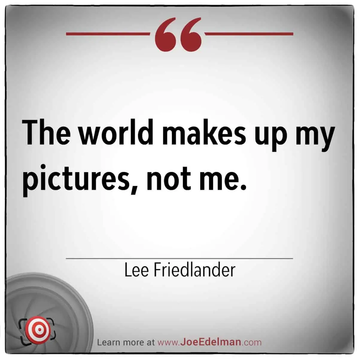 Renowned photographer Lee Friedlander once said, "The world makes up my pictures, not me." Learn more about his unique perspective by visiting the website below.