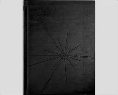 A black notebook with an embossed, minimalist line art design on the cover, reminiscent of the artistic flair of David Alan Harvey.