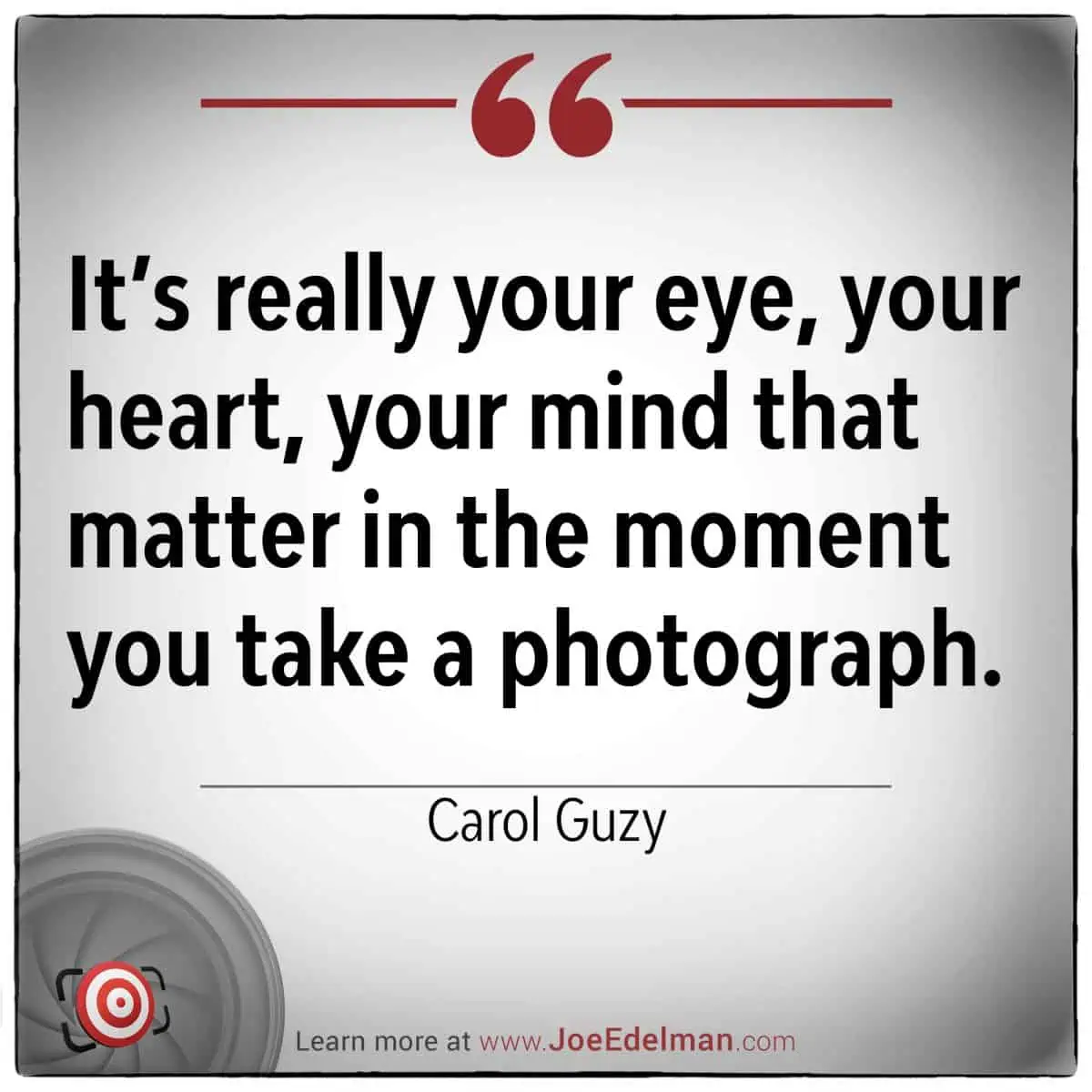 Pulitzer winner Carol Guzy captures the essence of photojournalism excellence: "It's really your eye, your heart, your mind that matter in the moment you take a photograph.