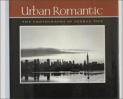 Book cover titled "Urban Romantic: The Photographs of George Tice" featuring a black-and-white city skyline.