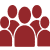Icon showing five maroon silhouettes of people grouped together on a gray background to illustrate Camera Club Directory
