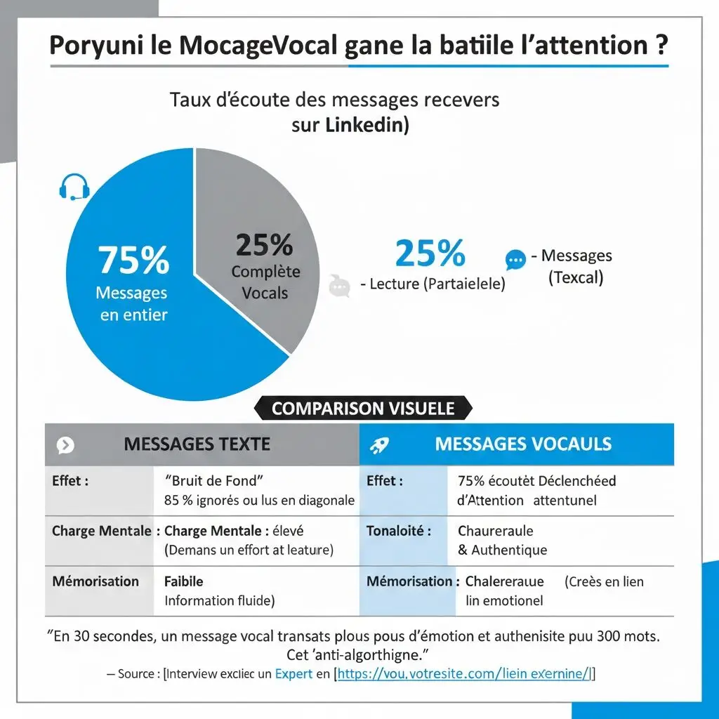 image Infographie : Pourquoi les messages vocaux LinkedIn gagent (Visuel suggéré)