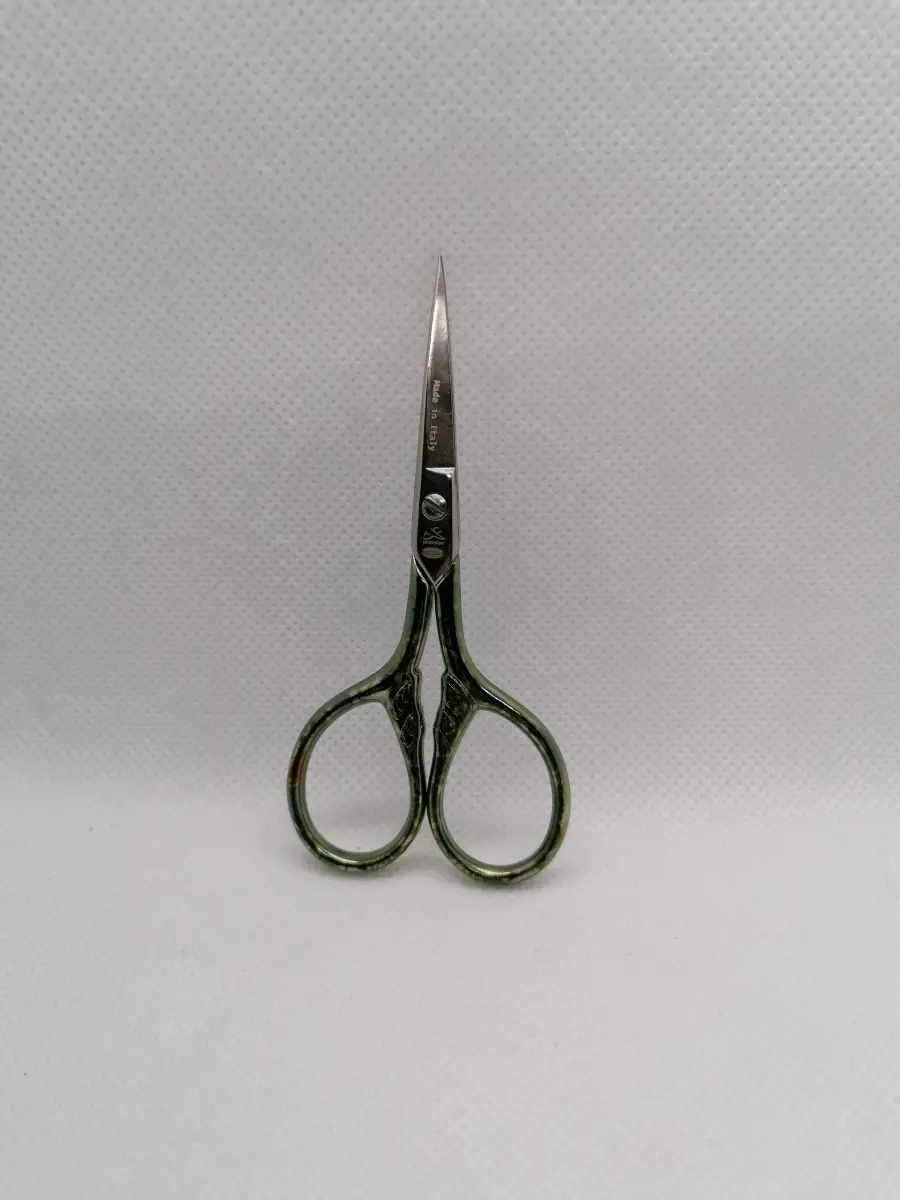 Vyšívacie nožničky zdobené, zelené, 9 cm
