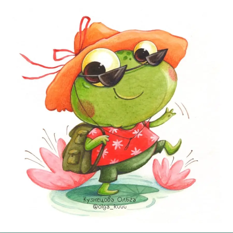 Žabka cestovateľka ilustrácia