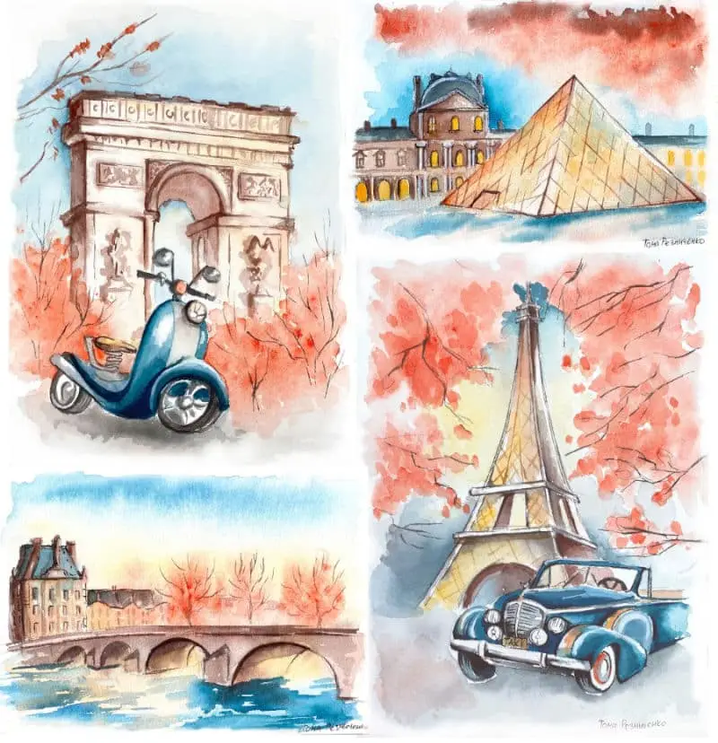 Paríž ilustrácia