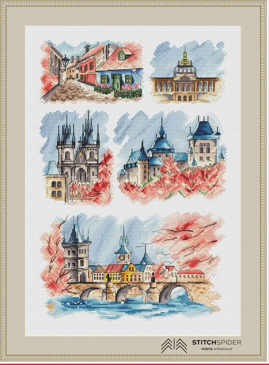 Predloha na krížikové vyšívanie Praha v ráme