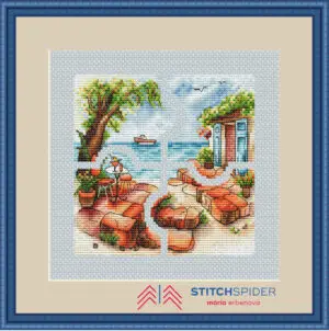 Relax na terase puzzle v ráme