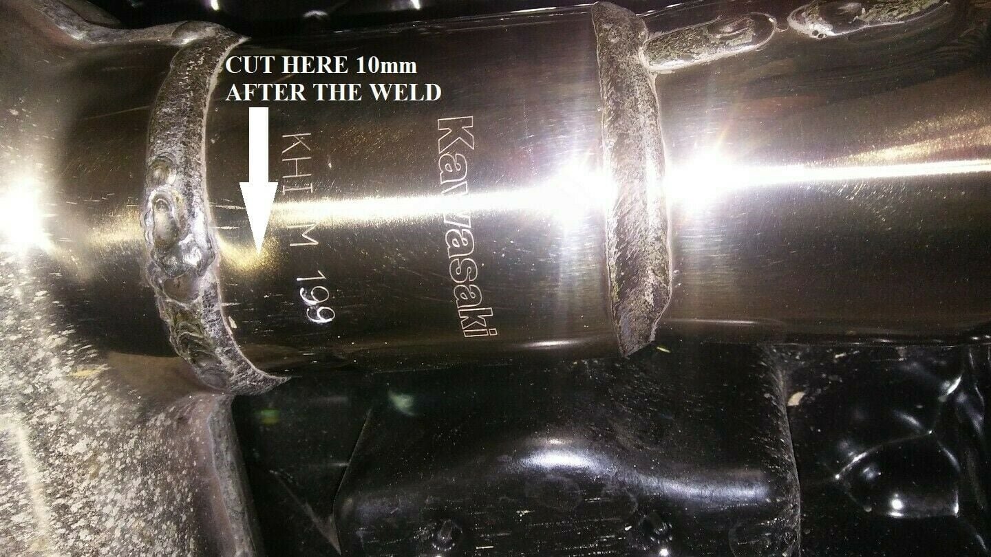 s l1600 21 Kawasaki ZR900RS Cafe 2022' Stainless De-cat exhaust pipe C/W clamp & shield brackets kawasaki z900 rs decat pipe detail