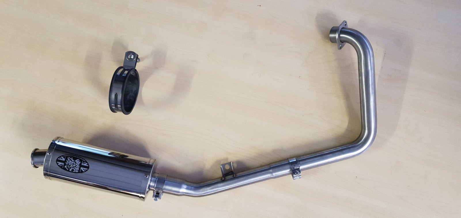 Yamaha YZF-R125 full stainless system and Mini oval exhaust full stainless system view