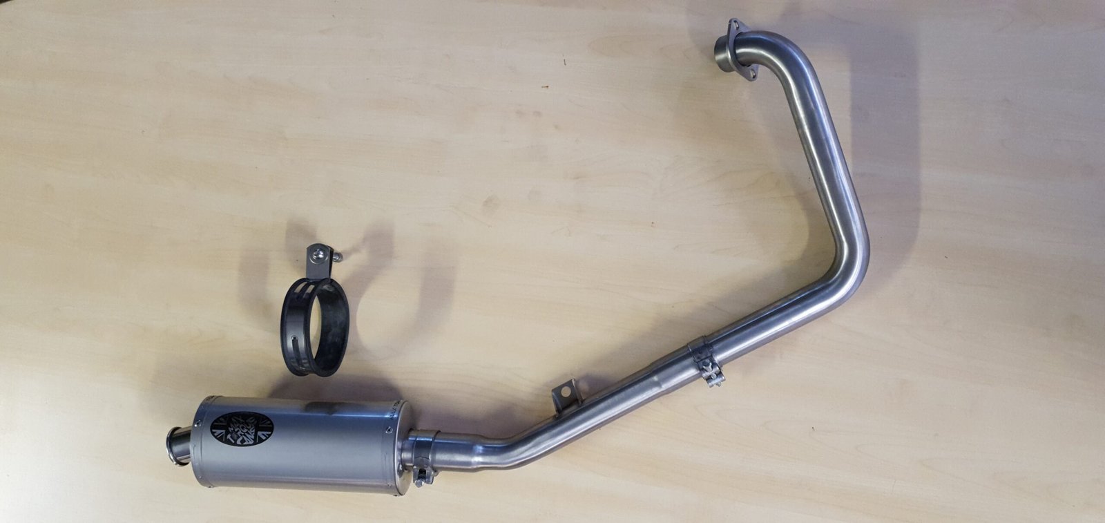 Yamaha YZF-R125 full stainless system and Mini oval exhaust full stainless system view