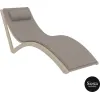 outdoor polypropylene slim sunlounger pillow cushion taupe brown front side
