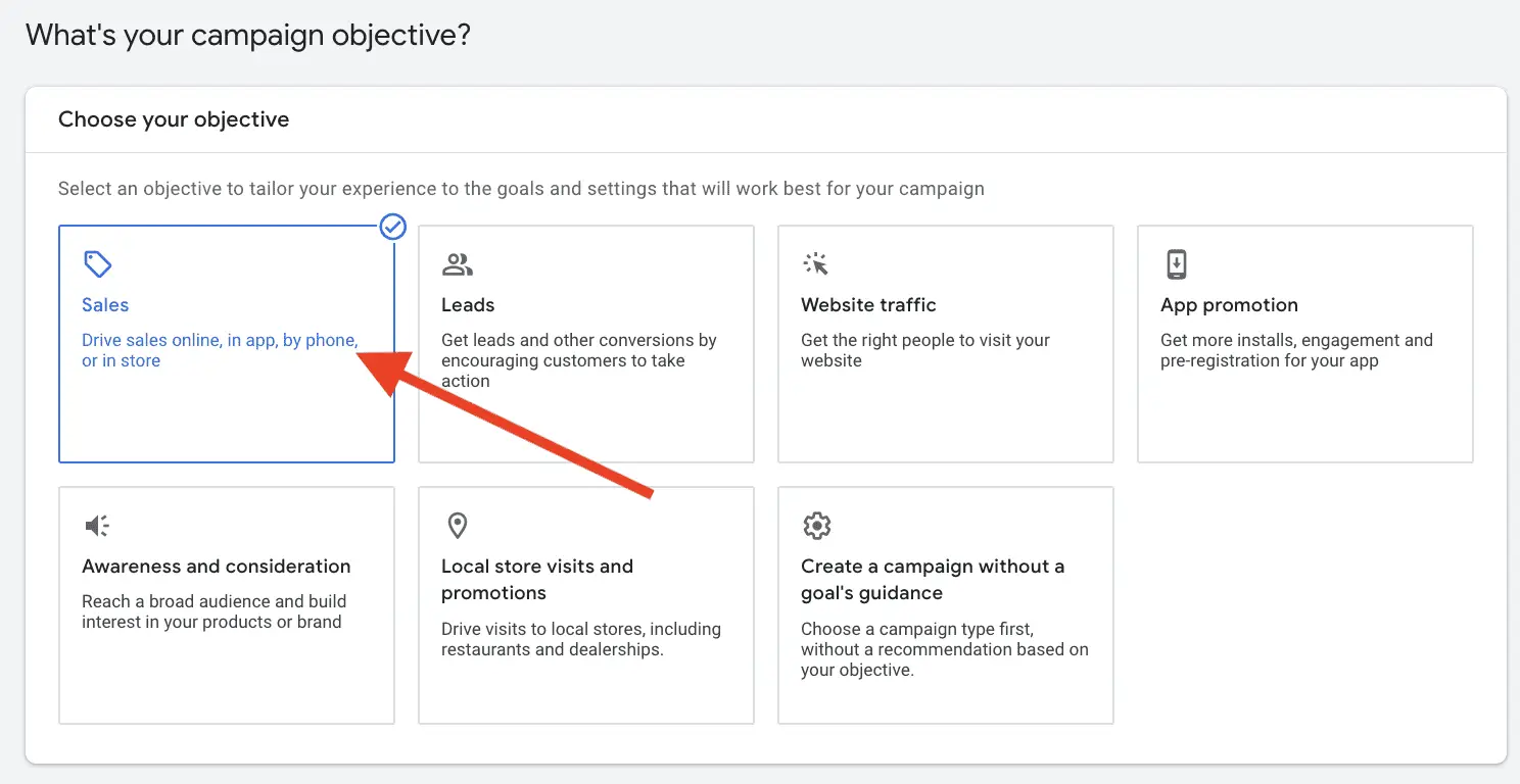 dynamic search ads - Choose your goals