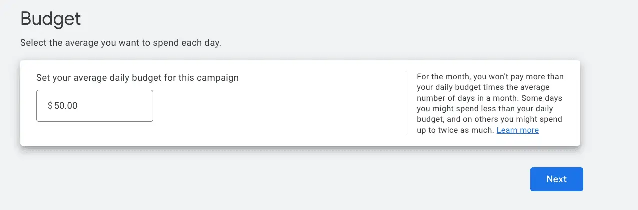Dynamic Search Ads: Everything You Need To Know In 2024 6 dynamic search ads - set budget