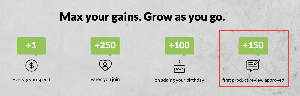 Dealing With Bad Online Store Reviews? 5 Ways to Turn Them Into Advantages 10 MegaFit Perks loyalty program points in exchange for customer review.
