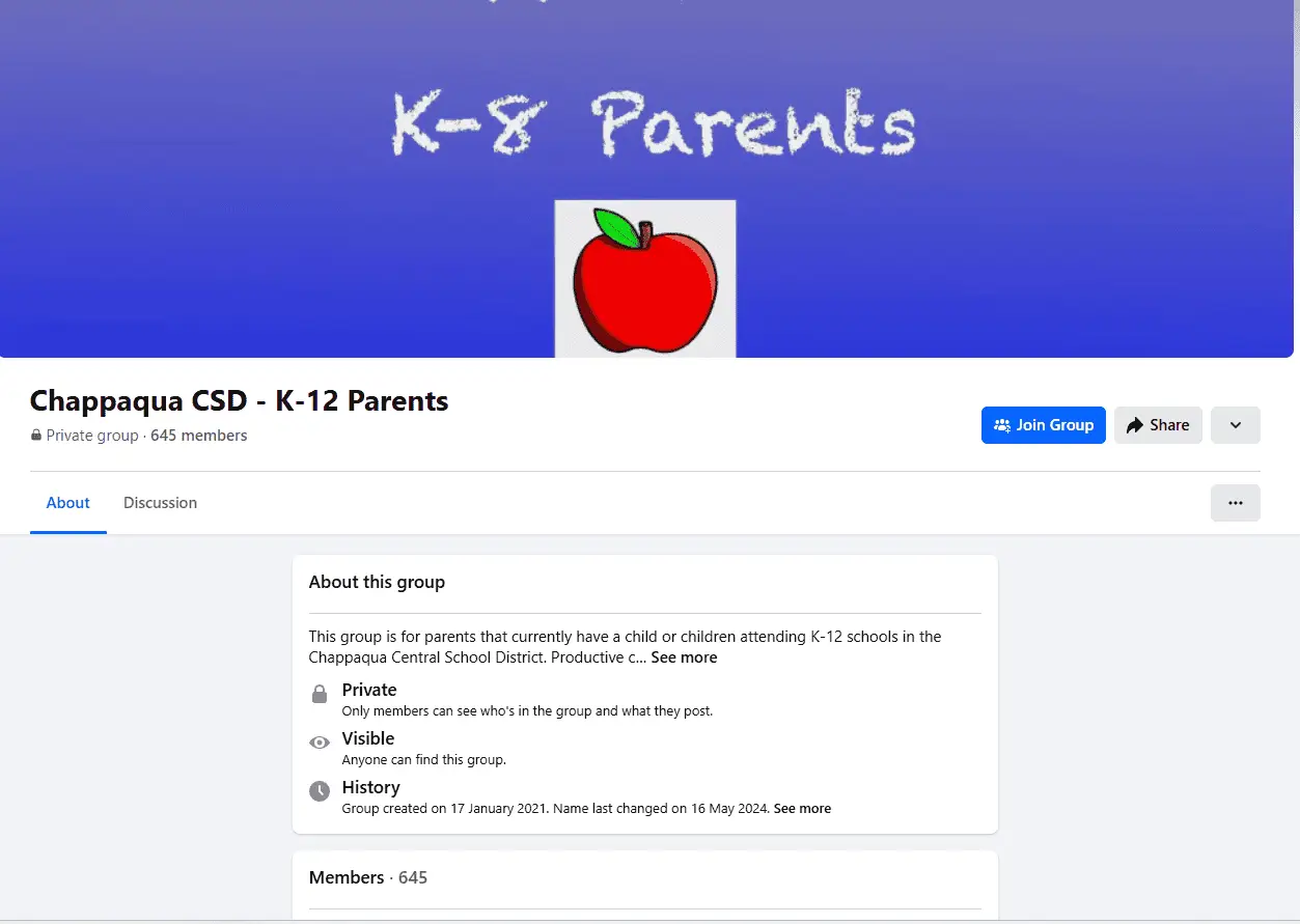 Screenshot of a Facebook group