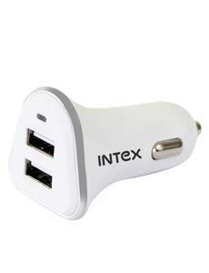 Available Now INTEX 3.4 AMP TWO PORT COMPACT POWERFUL UNIVERSAL USB 2.0 CAR CHARGER IN 505