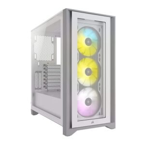 Original Corsair iCUE 4000X RGB Tempered Glass Mid Tower ATX White Cabinet CC 9011205 WW