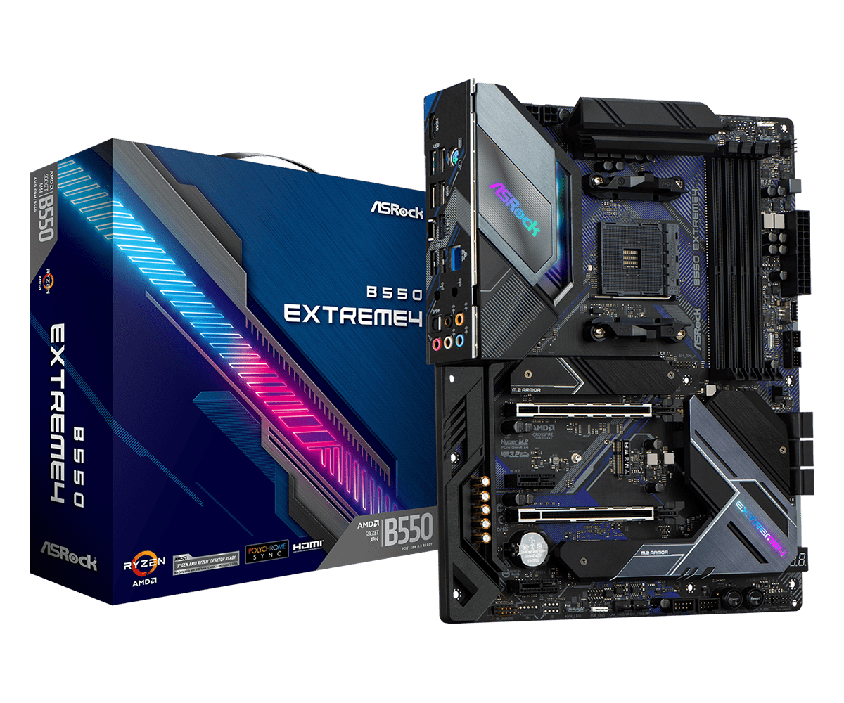 New Model ASRock B550 Extreme4 AM4 ATX Motherboard (AMD Socket AM4/3rd Gen Ryzen Series CPU/Max 128GB DDR4 4733MHz Memory)