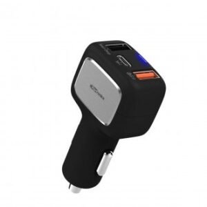 New Model PORTRONICS CAR POWER X POR 854 3 IN 1 CAR CHARGER WITH TYPE C USB PORT (BLACK)