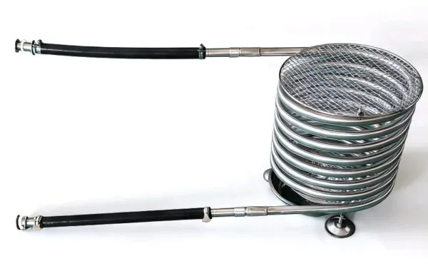 Big wood‑fired hot tub coil for large tub, Speed up heating & Save firewood