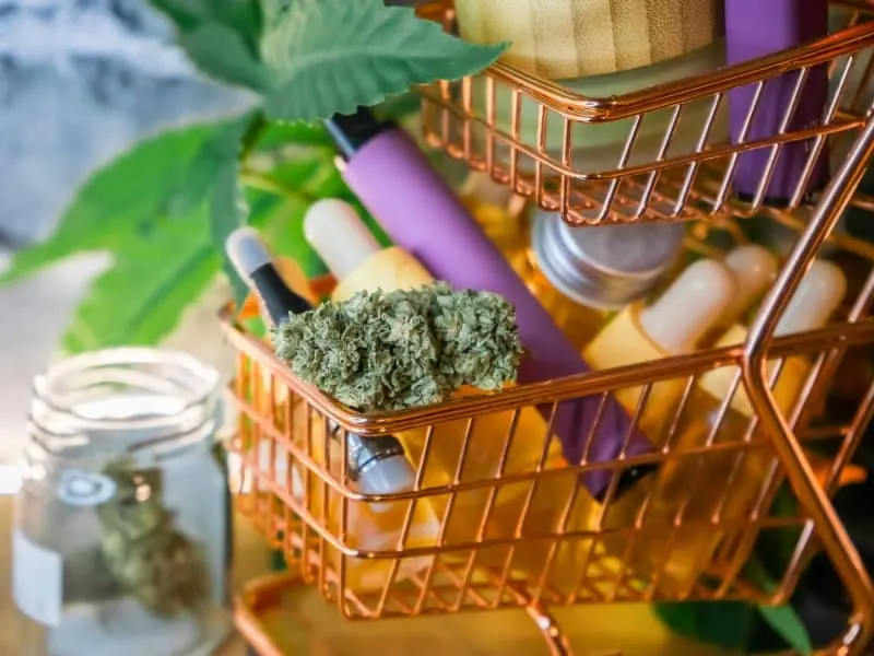 mini shopping cart with medical cannabis