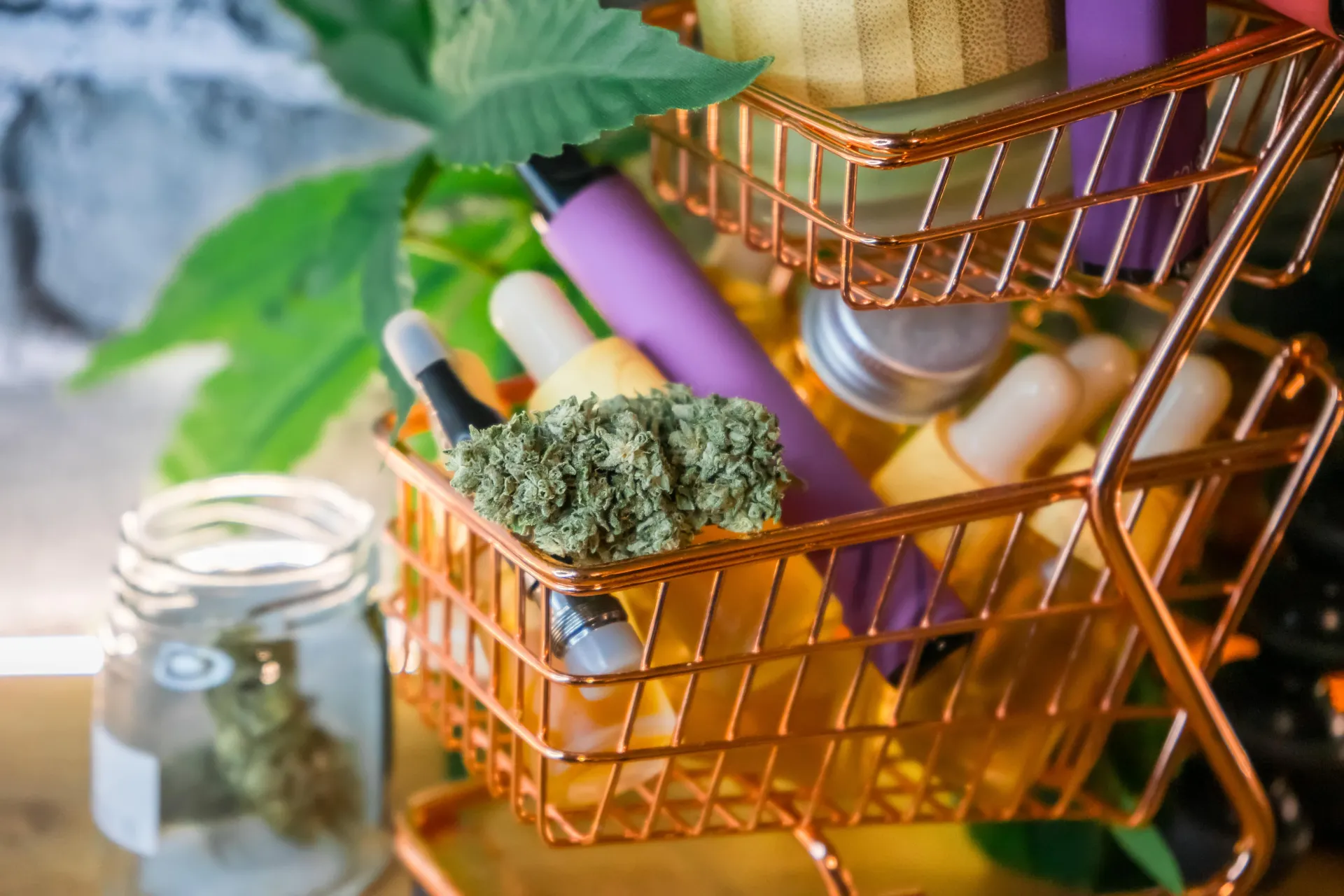 mini shopping cart with medical cannabis