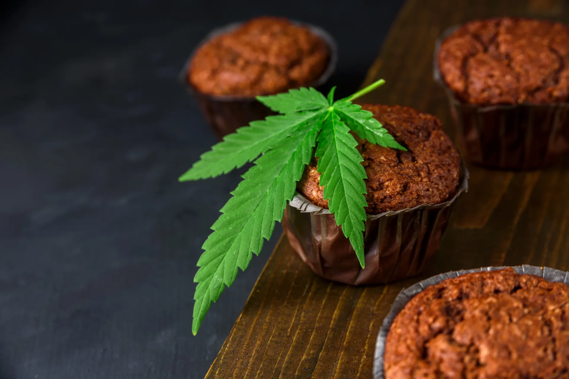 cannabis leaf on muffin
