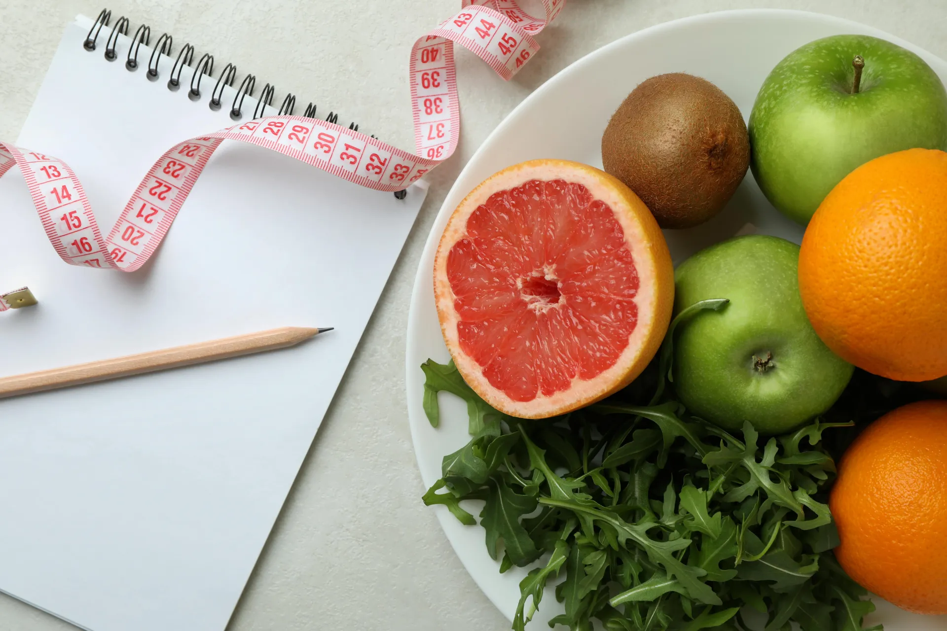 fruits and measuring tape
