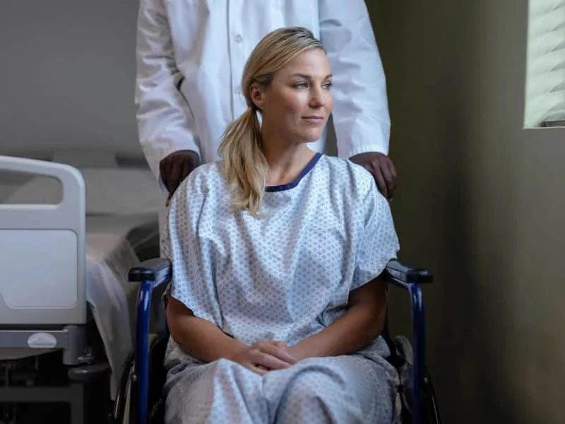 woman sitting on a wheelchair