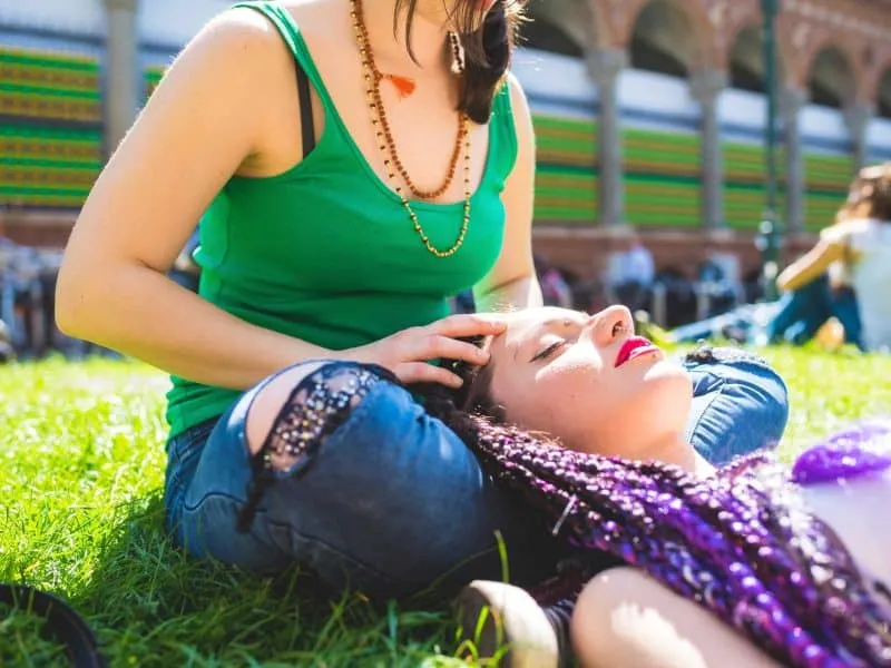 woman giving her friend a massage