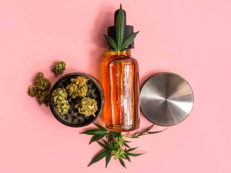 medical cannabis, buds and a container