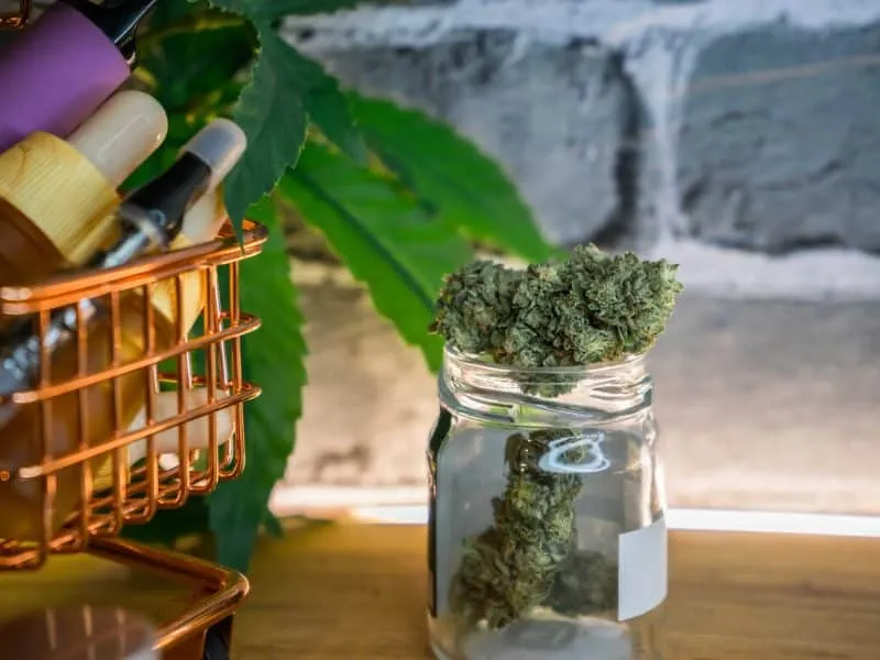 mini shopping cart with medical cannabis