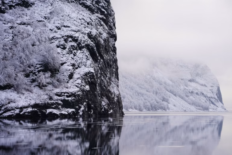 La neige, la glace et la blancheur éternelle de la Norvège