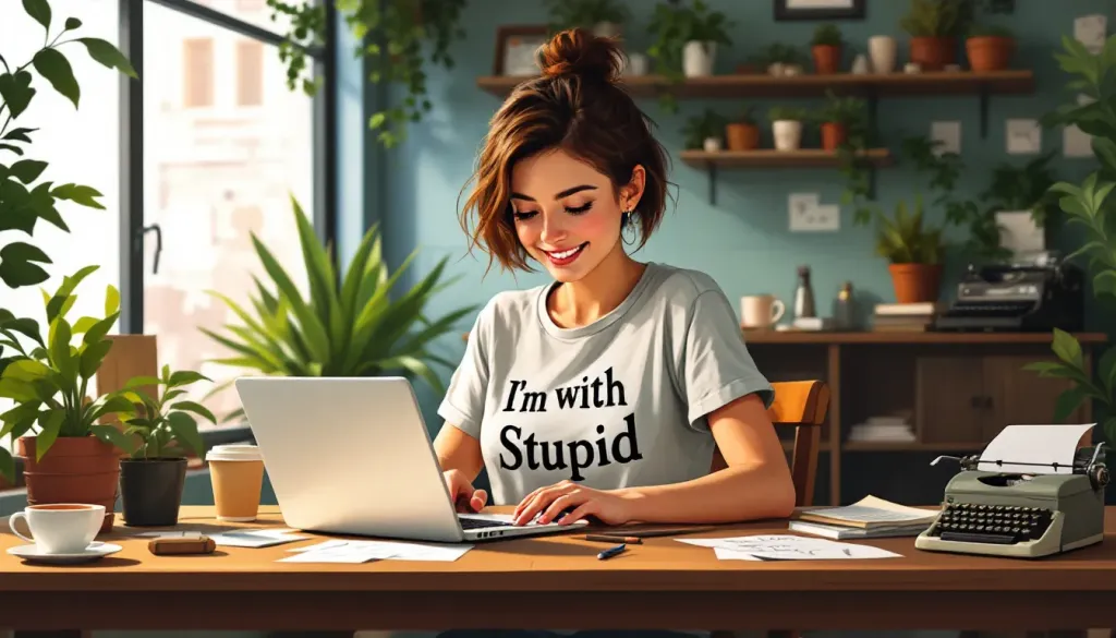 An illustration depicting a small business owner working on copywriting.
