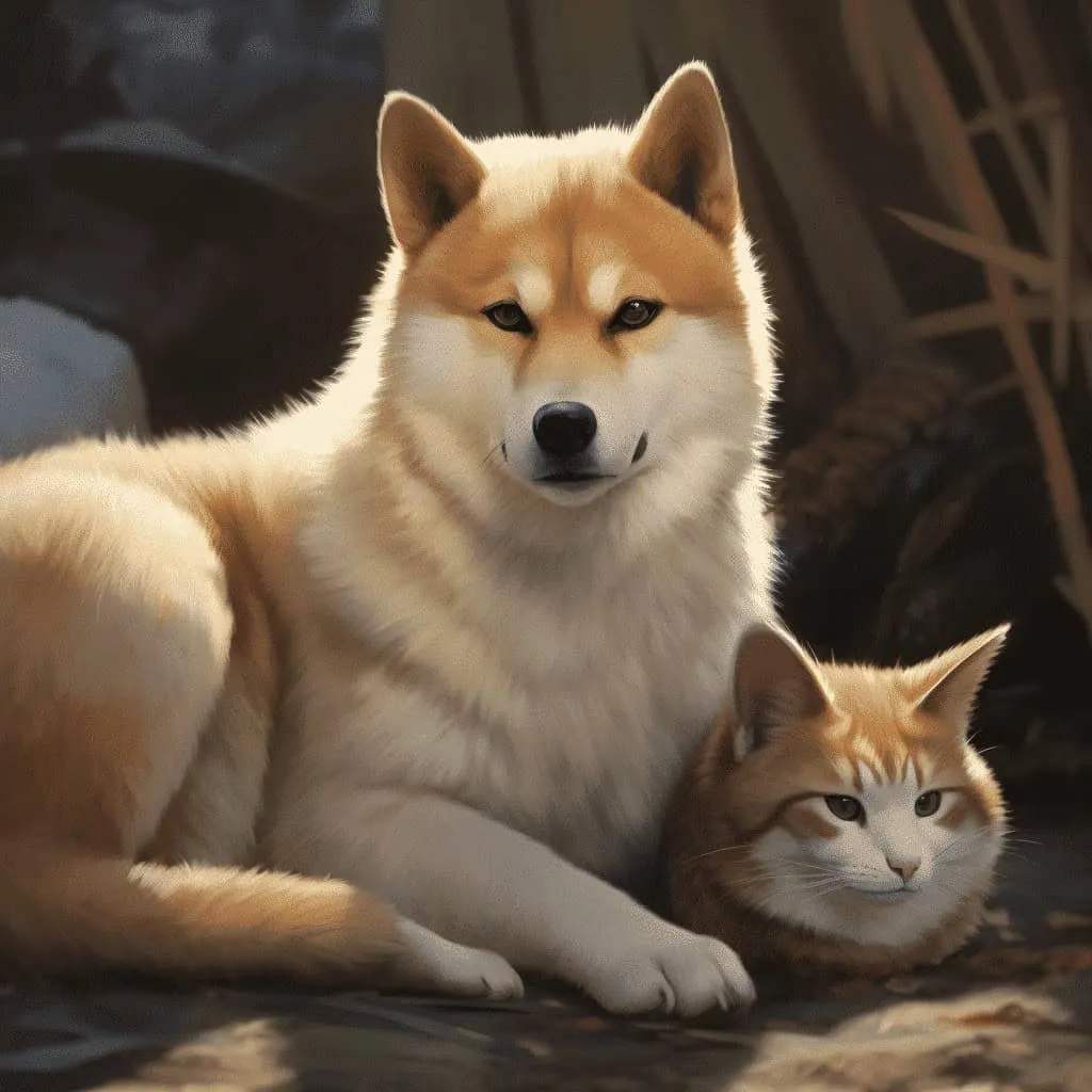 Shiba inu mit katzen? 2 Shiba inu en kat
