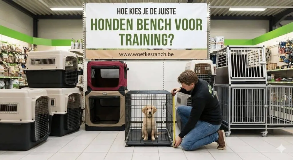 Beheers de benchtraining: essentiële tips voor het succes van je hond 1 Hond in bench met trainer.