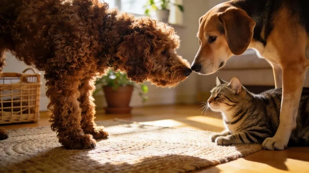 Lagotto romagnolo und andere haustiere: zusammenleben mit hunden und katzen 4 Neutrale ontmoet gecontroleerde introducties