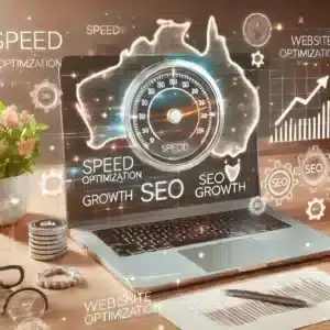 An image showing a modern and sleek WordPress website dashboard on a laptop, with visual elements representing speed, optimization, and growth. WP Xpress