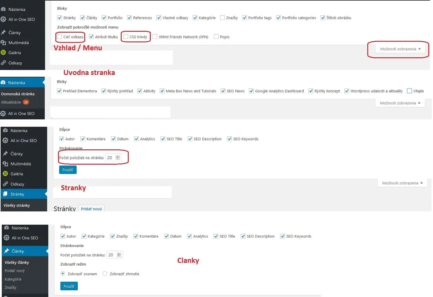 Obrázok č. 1 - Nadstavenie menu vo wordpresse.